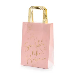 Geschenktüten Sparkle like Prosecco 6er Set rosa goldfarbig 26x18x10cm