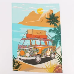 Geschirrtücher Camper Vanlife Retro Bus 3er Set aus Baumwolle 50x70 cm türkis bunt