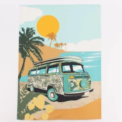 Geschirrtücher Camper Vanlife Retro Bus 3er Set aus Baumwolle 50x70 cm türkis bunt