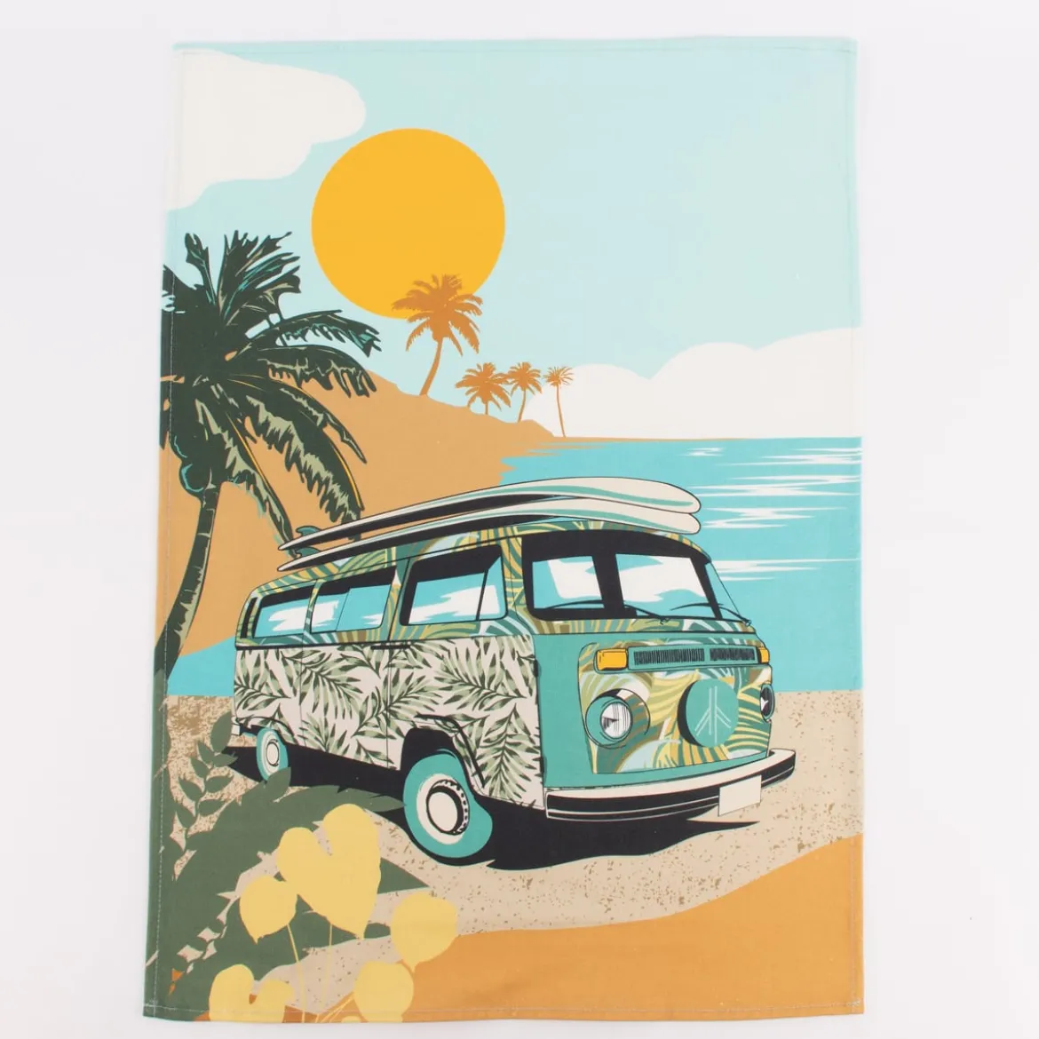 Geschirrtücher Camper Vanlife Retro Bus 3er Set aus Baumwolle 50x70 cm türkis bunt