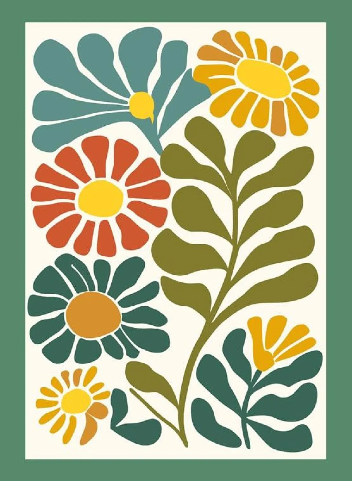 Geschirrtücher Flova Retro Blumen 3er Set aus Baumwolle 50x70 cm bunt