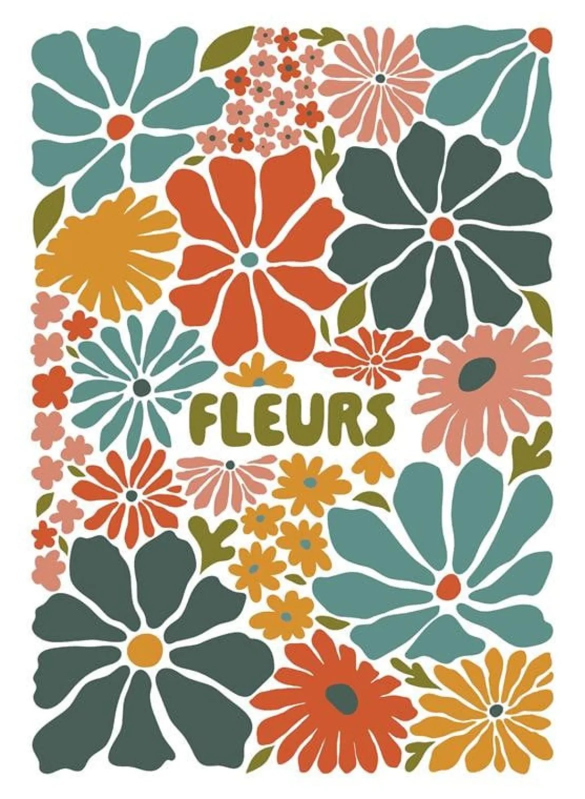Geschirrtücher Flova Retro Blumen 3er Set aus Baumwolle 50x70 cm bunt