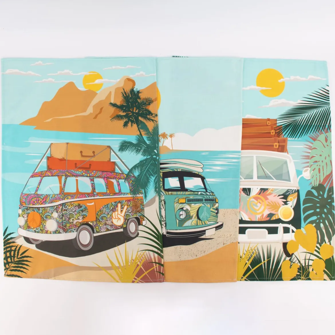 Geschirrtuch Camper Vanlife Retro Bus 50x70cm verschiedene Motive türkis bunt