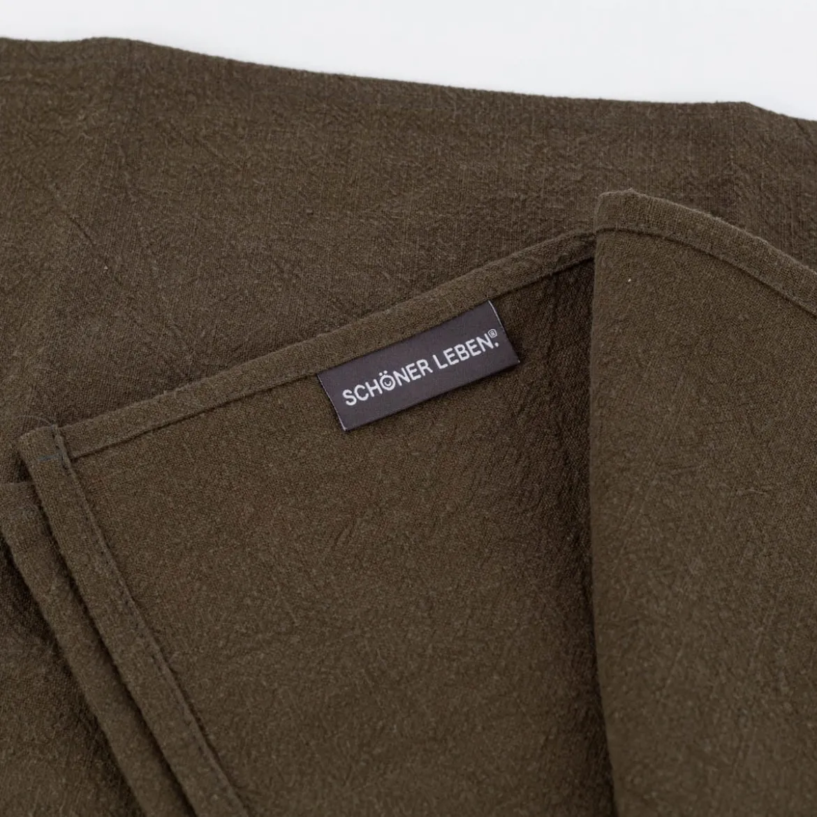 Geschirrtuch 2er Set Leinen mit BW-Anteil einfarbig khaki 40x70cm von SCHÖNER LEBEN.