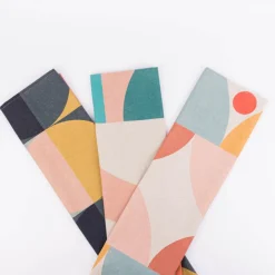 Geschirrtuch Shapes Digitaldruck aus Leinen-Mischgewebe rosa bunt 50x70cm