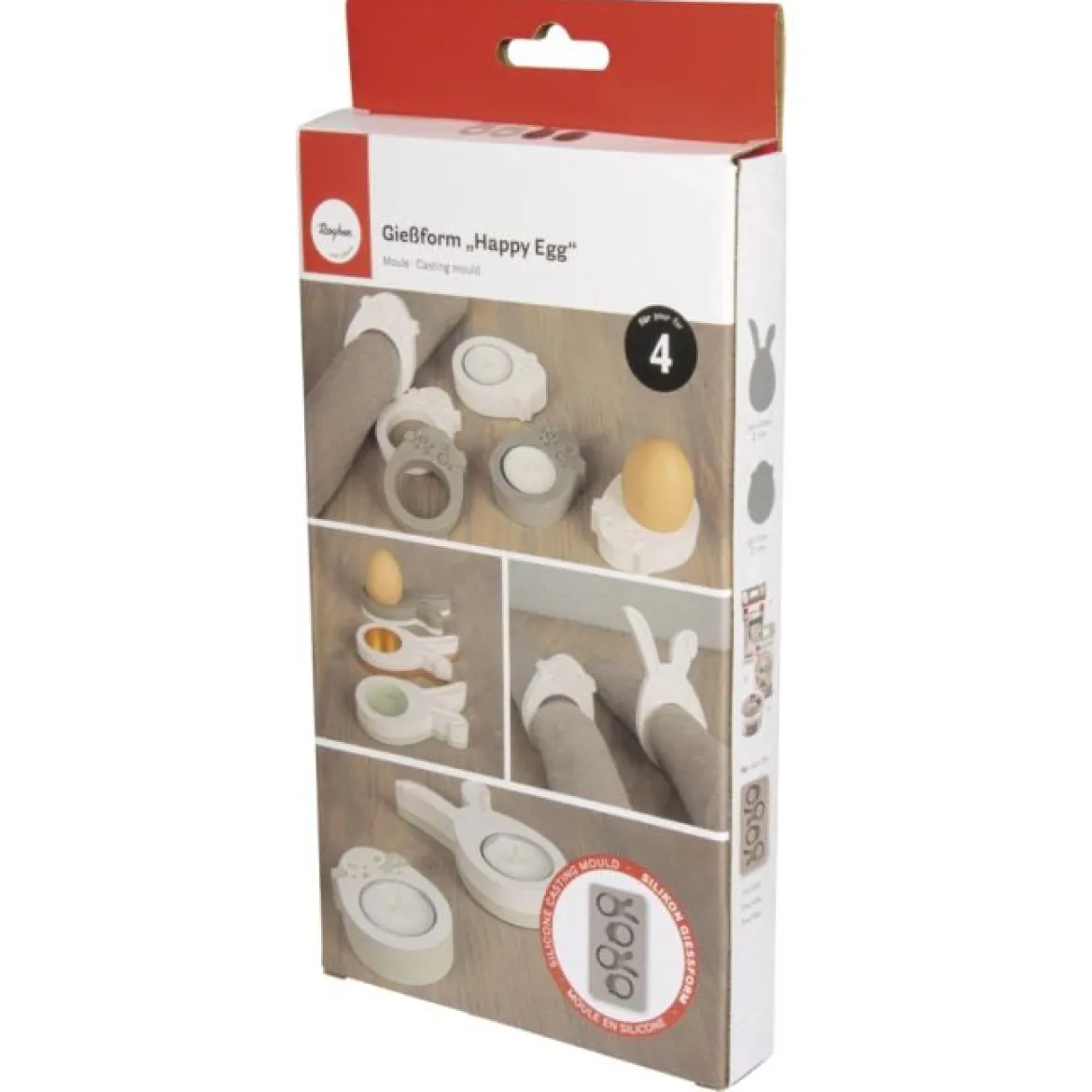 Gießform aus Silikon Happy Egg grau 26,5x14,5cm von Rayher