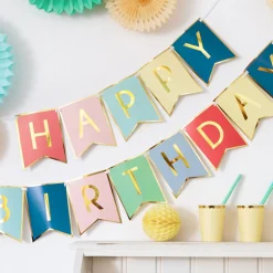 Girlande Banner Happy Birthday bunt Länge: 250cm