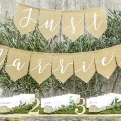 Girlande Banner Just Married Jute braun weiß L: 185cm