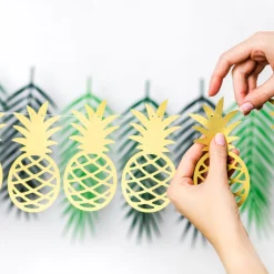 Girlande DIY Ananas goldfarbig 10 Anhänger Länge: 2m