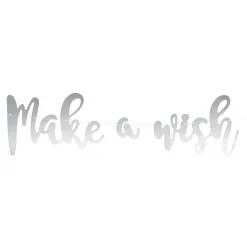 Girlande DIY Banner Make a Wish silberfarbig glänzend 15x60cm Länge: 2m