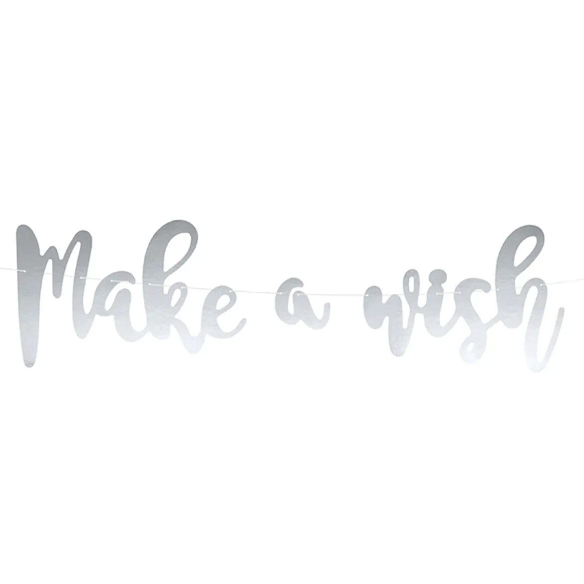 Girlande DIY Banner Make a Wish silberfarbig glänzend 15x60cm Länge: 2m