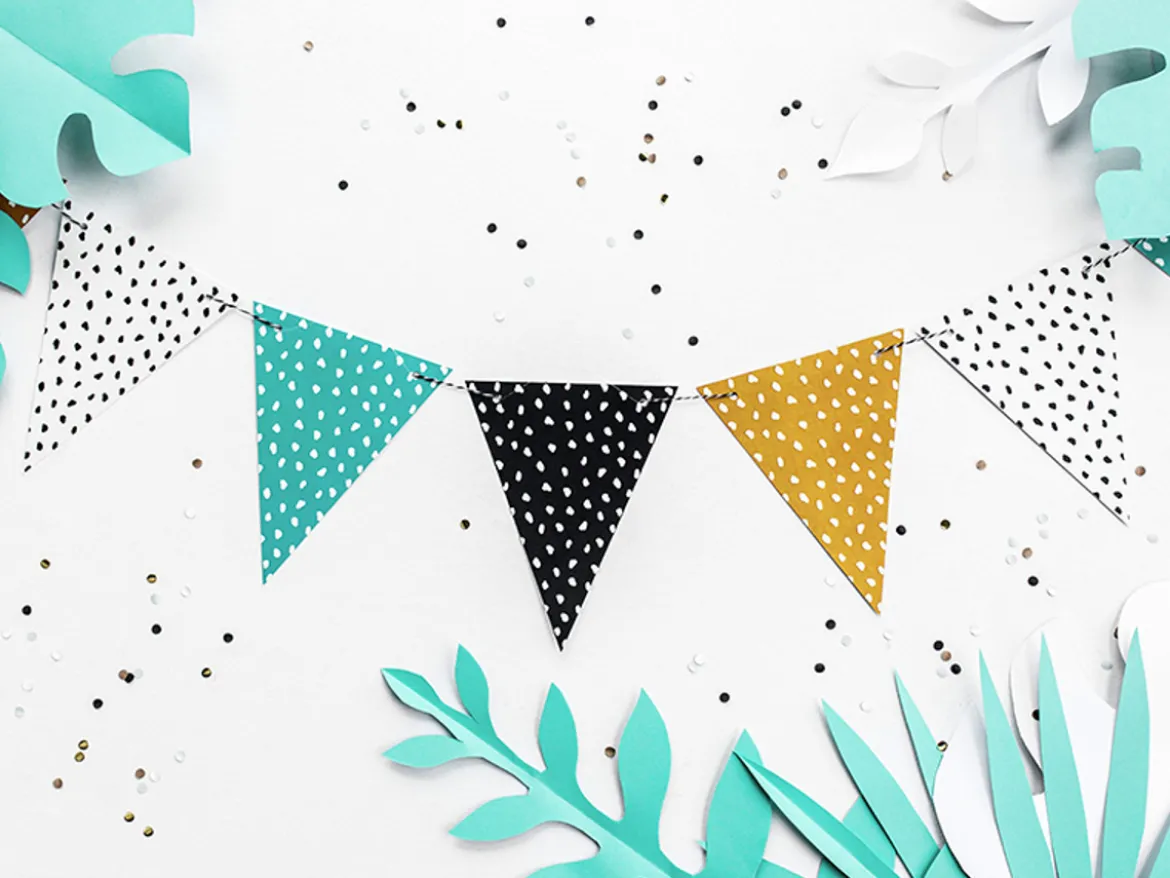 Girlande DIY Dinoparty Wimpel mehrfarbig 8 Anhänger Länge: 1,3m