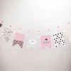 Girlande Fähnchen Sweets Papier hellrosa weißgrau schokobraun 8 teilig Länge: 180cm