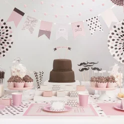 Girlande Fähnchen Sweets Papier hellrosa weißgrau schokobraun 8 teilig Länge: 180cm