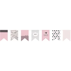 Girlande Fähnchen Sweets Papier hellrosa weißgrau schokobraun 8 teilig Länge: 180cm