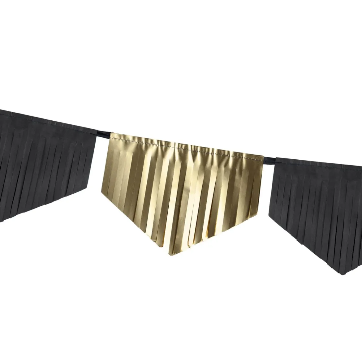 Girlande Fransen schwarz gold 3m