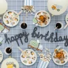 Girlande Happy Birthday Baufahrzeuge orange blau gelb grün grau 2m