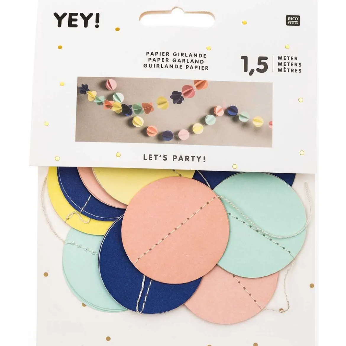 Girlande Papierbälle bunt 1,5m von Rico Design