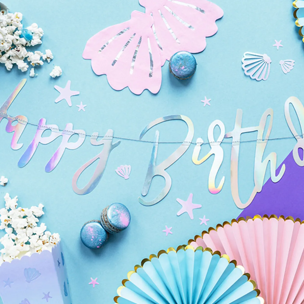 Girlande Schriftzug Happy Birthday irisierend Länge: 200cm