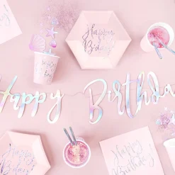 Girlande Schriftzug Happy Birthday irisierend Länge: 200cm