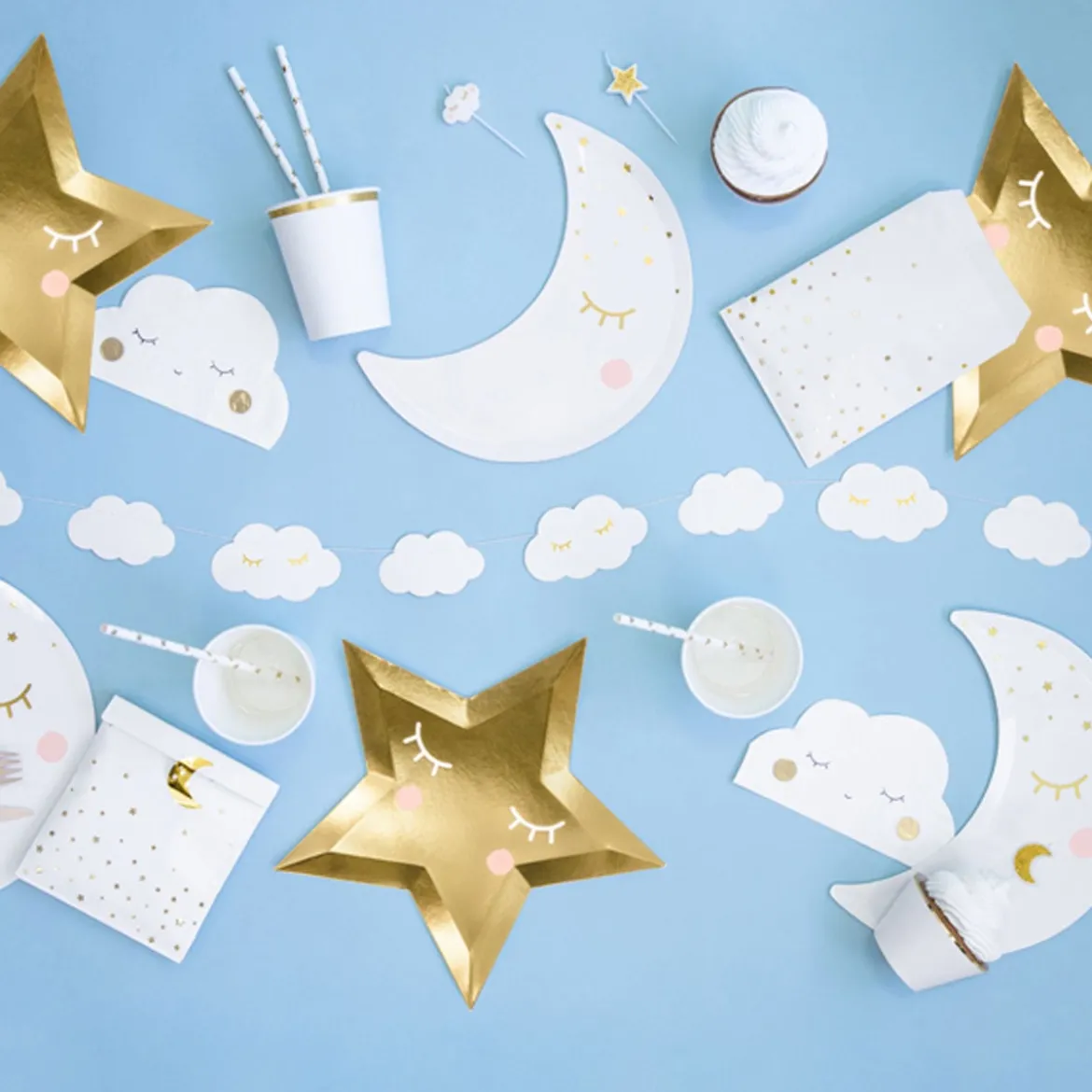 Girlande Wolken little Star weiß gold Länge: 145cm