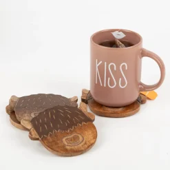 Glasuntersetzer Highland Cow aus Mangoholz 4er Set von Sass & Belle