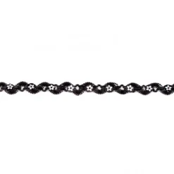 Glitzer Blumen Pailletten Wellen Band schwarz Breite: 1cm
