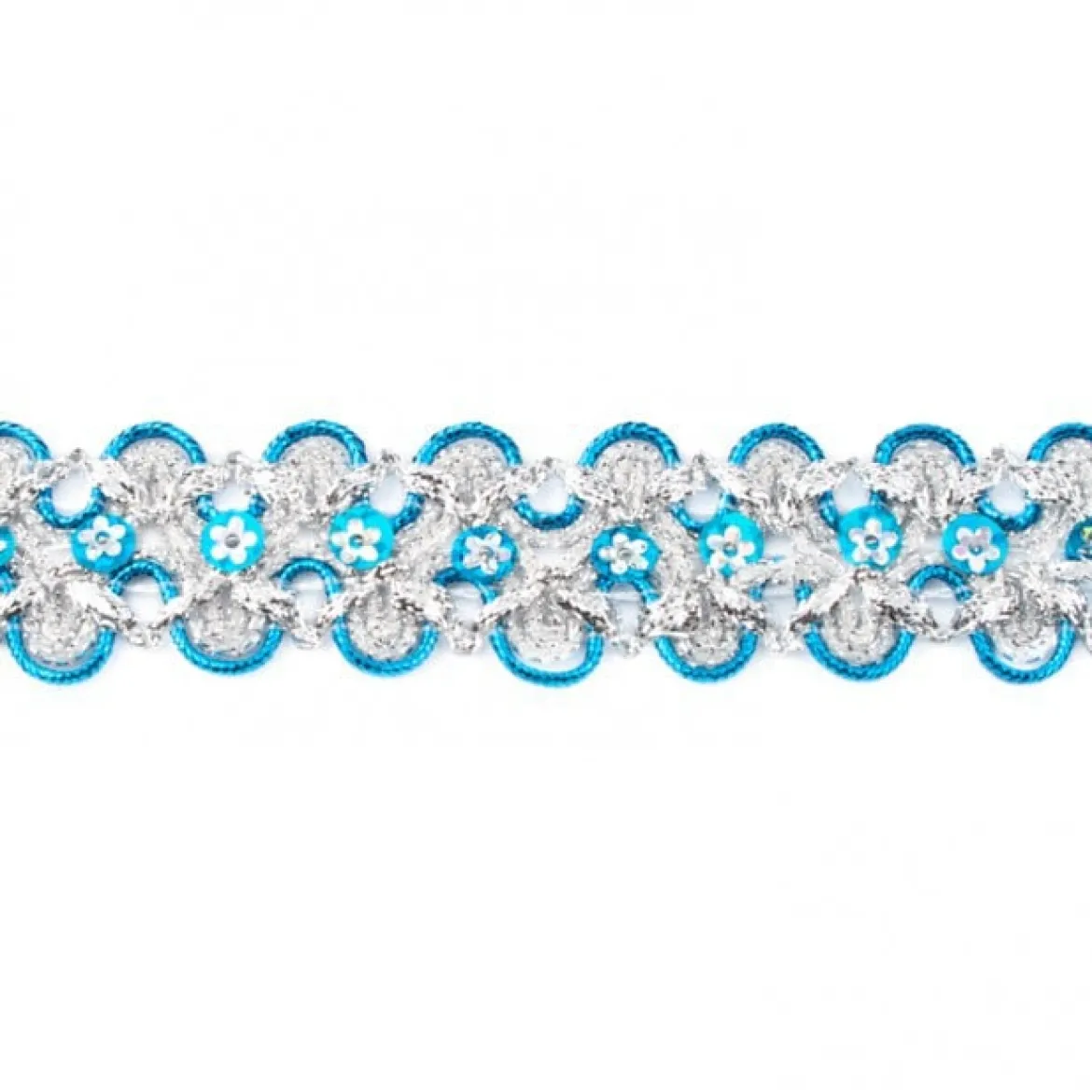 Glitzer Pailletten Band breit aqua Breite: 2,5cm