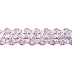 Glitzer Pailletten Band breit rosa Breite: 2,5cm
