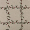 Gobelin Dekostoff Mistelzweige mit Beeren Gitter beige rot grün 1,40m Breite