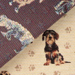 Gobelin Premium Dekostoff Little Dachshund Dackel beige braun 1,4m Breite