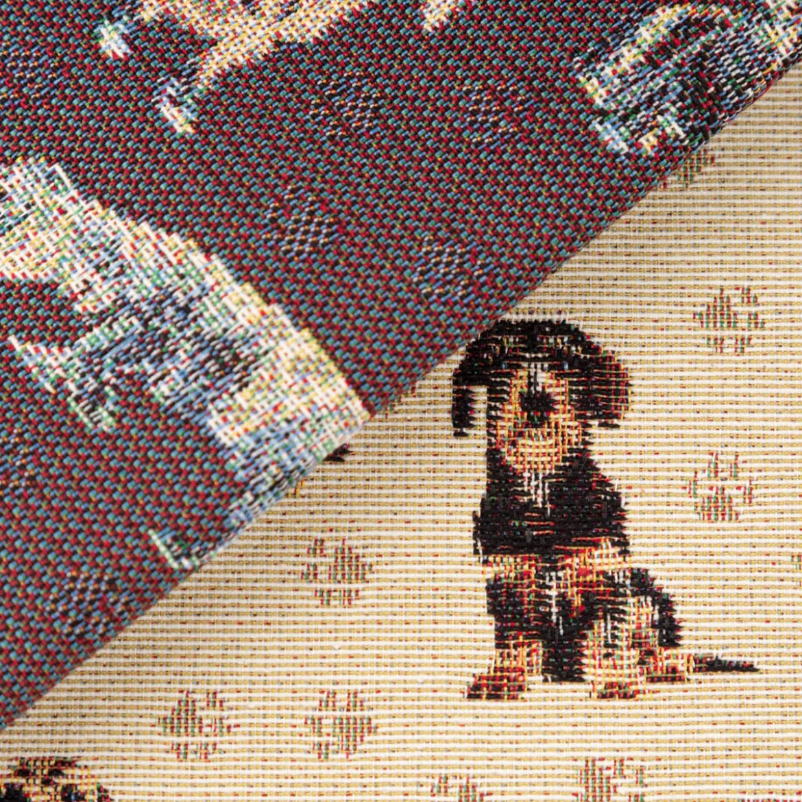 Gobelin Premium Dekostoff Little Dachshund Dackel beige braun 1,4m Breite