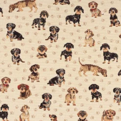 Gobelin Premium Dekostoff Little Dachshund Dackel beige braun 1,4m Breite