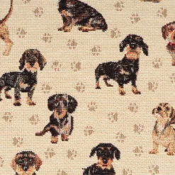 Gobelin Premium Dekostoff Little Dachshund Dackel beige braun 1,4m Breite