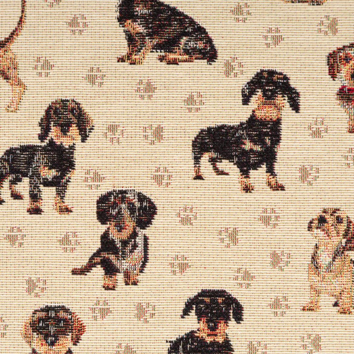 Gobelin Premium Dekostoff Little Dachshund Dackel beige braun 1,4m Breite