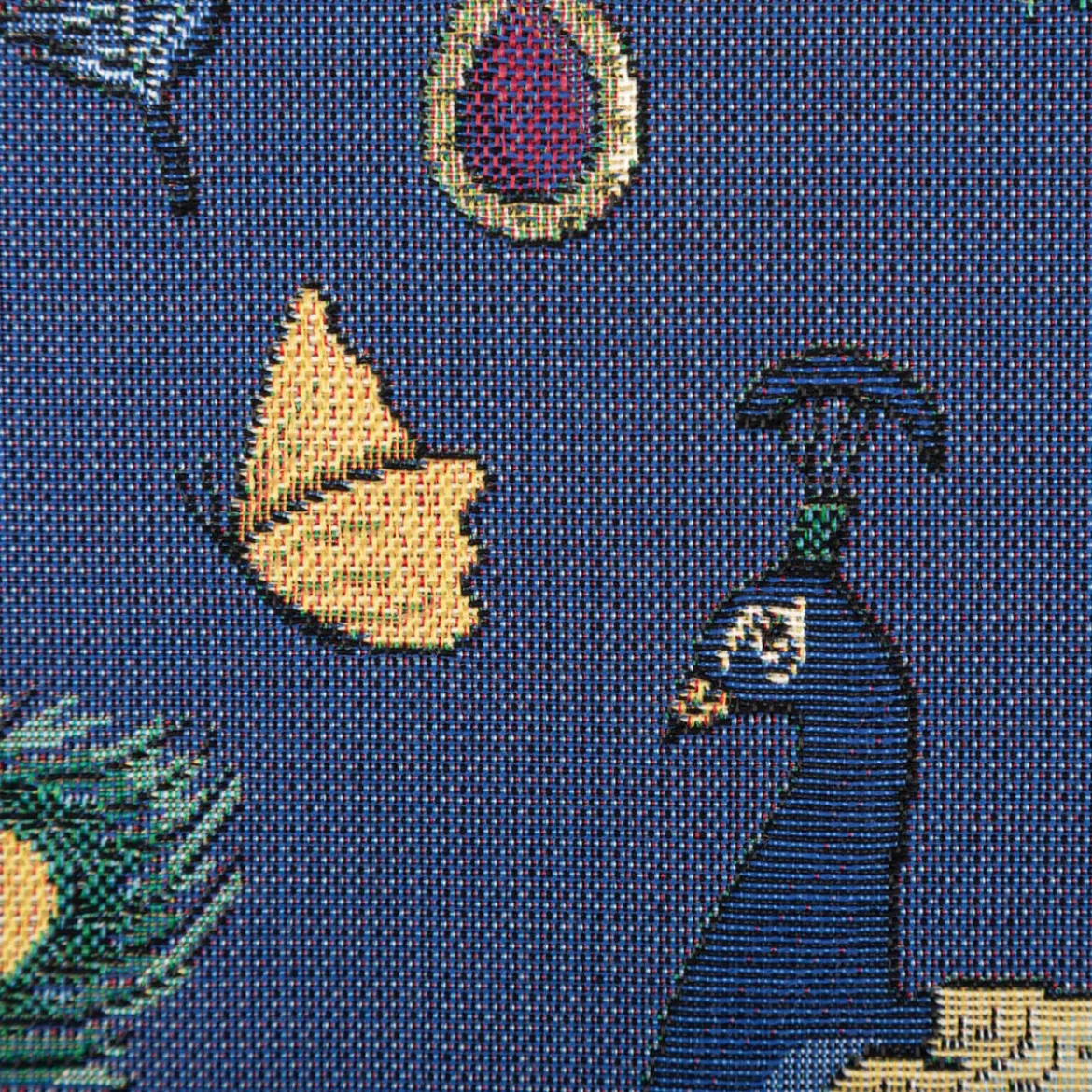Gobelin Premium Dekostoff Peacock Garden Dream Pfau Blumenranken blau 1,4m Breite