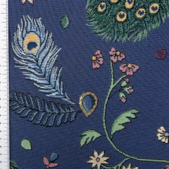 Gobelin Premium Dekostoff Peacock Garden Dream Pfau Blumenranken blau 1,4m Breite