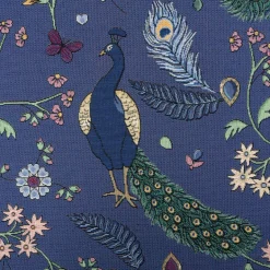 Gobelin Premium Dekostoff Peacock Garden Dream Pfau Blumenranken blau 1,4m Breite