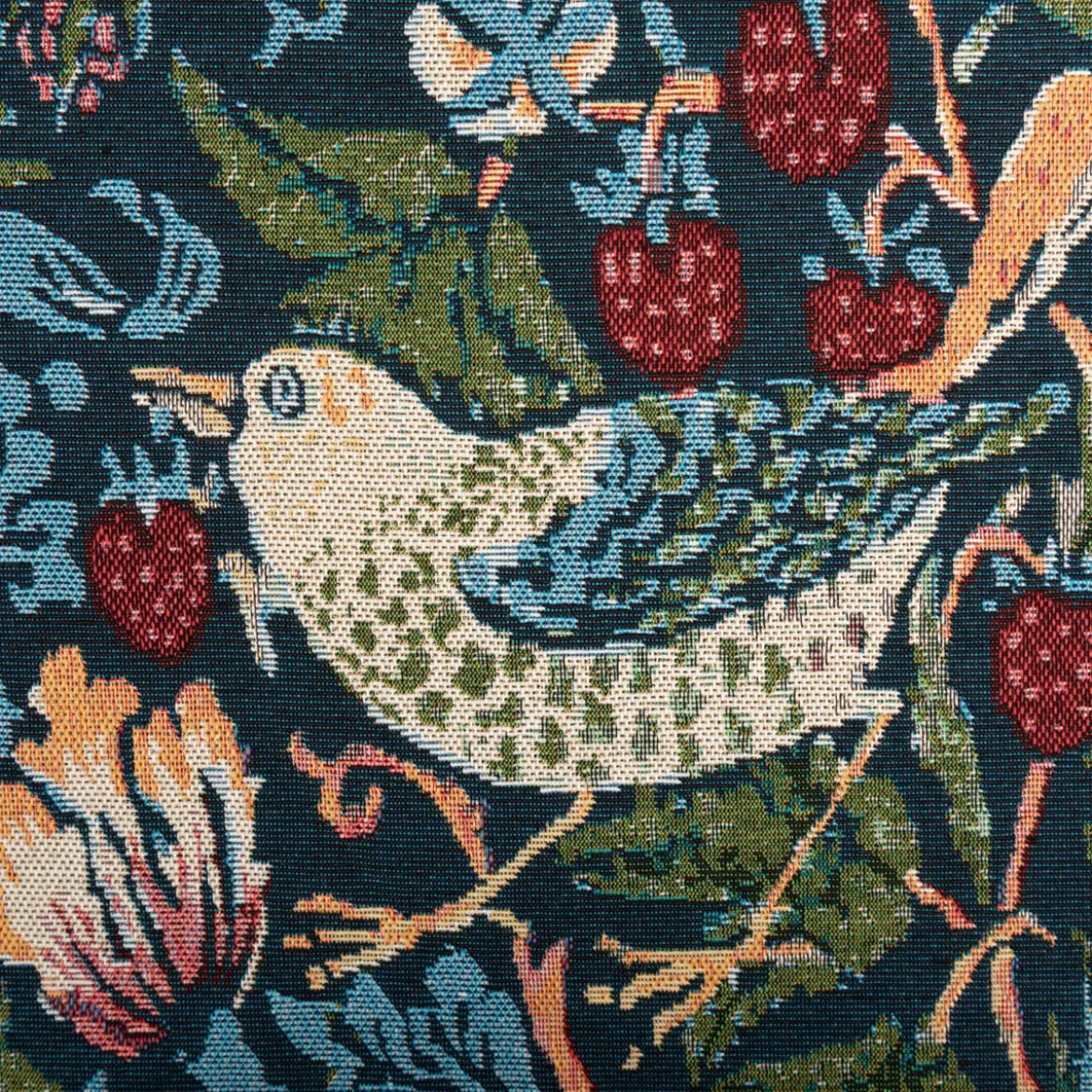 Gobelin Stoff Dekostoff Birds Vögel Blumen dunkelblau bunt 1,50m Breite