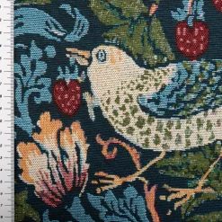 Gobelin Stoff Dekostoff Birds Vögel Blumen dunkelblau bunt 1,50m Breite