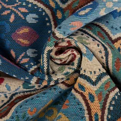 Gobelin Stoff Dekostoff Ornamente groß blau bunt 1,50m Breite