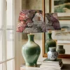Gobelin Stoff Jacquard Dekostoff Pfingstrosenblüten dunkelblau rosa 1,50m Breite