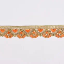 Goldband Glitzerband Strasssteinchen gold orange Breite: 3,7cm