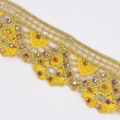 Goldband Glitzerband Strasssteinchen gold gelb Breite: 3,7cm
