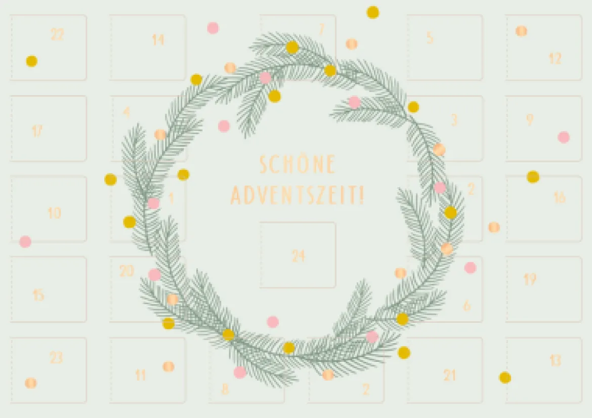 Grafik Werkstatt Adventskalenderkarte Schöne Adventszeit mint goldfarbig 12x17cm