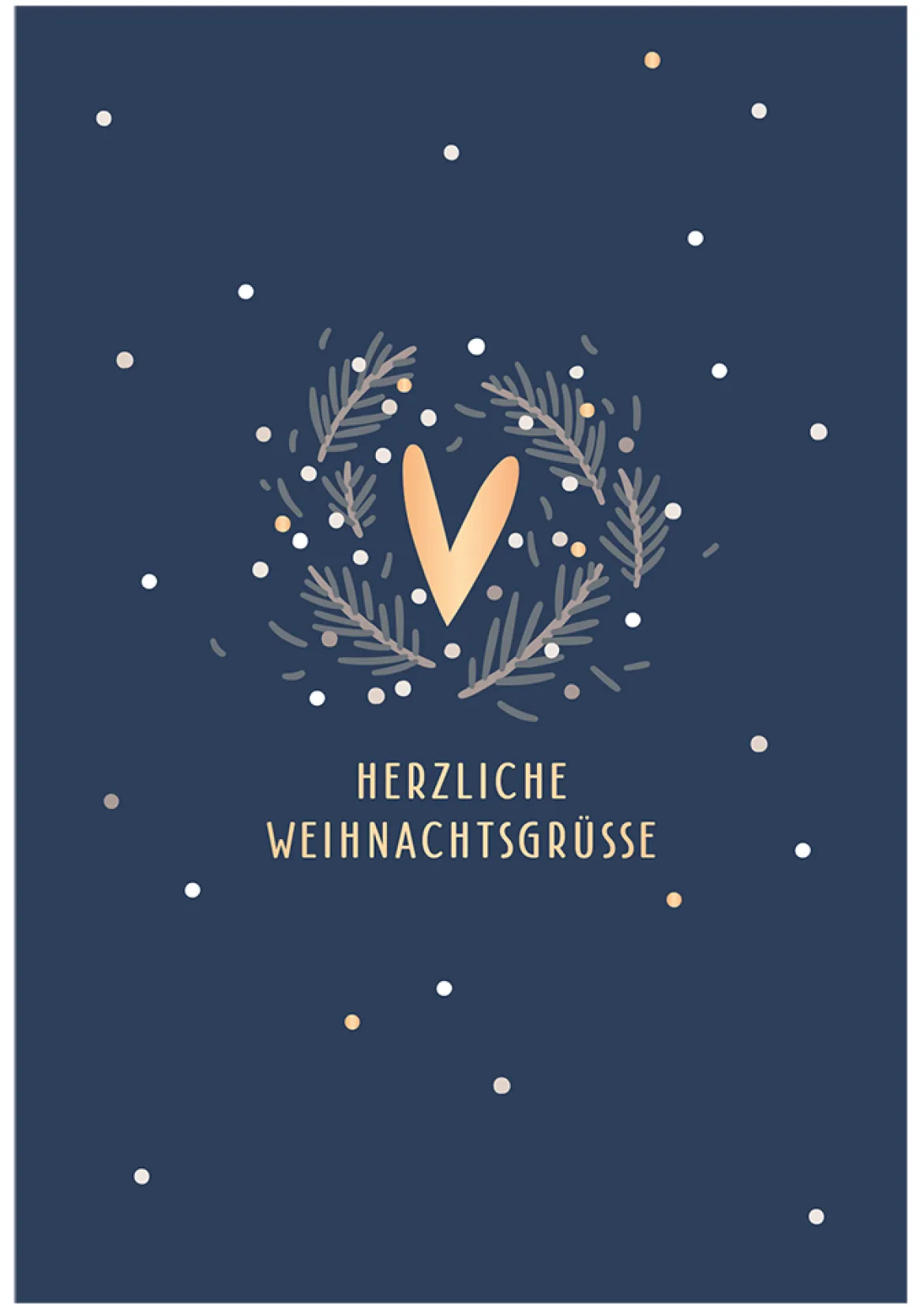 Grafik Werkstatt Doppelkarte Herzliche Weihnachtsgrüße blau goldfarbig 12x17cm