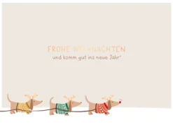 Grafik Werkstatt Doppelkarte Frohe Weihnachten und komm gut ins neue Jahr! Dackel beige 10,8x14,2cm