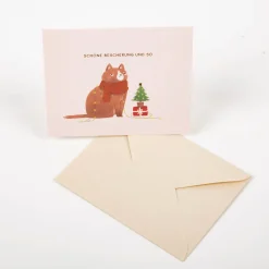Grafik Werkstatt Doppelkarte klein Schöne Weihnachten und viel Glück fürs neue Jahr Tannenzweige Beeren 11,4x9cm