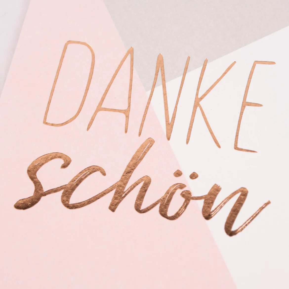 Grafik Werkstatt Doppelkarte Dankeschön geometrisch grau rosa weiß 12x17cm