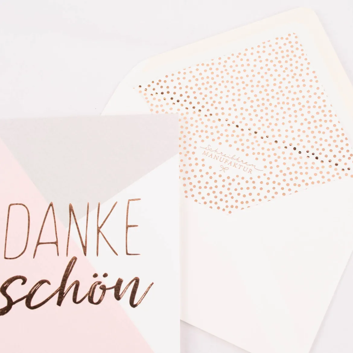 Grafik Werkstatt Doppelkarte Dankeschön geometrisch grau rosa weiß 12x17cm